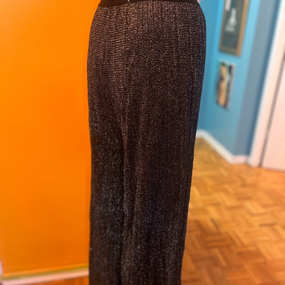 Diesel M-CHICY Black/Silver Wide Leg metallic Pants - Picture 4 of 6
